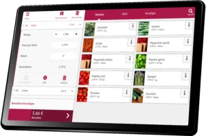 TabletCloudkasse Tablet mit geöffneter SelectLine CloudKasse