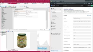 Screenshot von Sachmerkmalen in der Selectline Warenwirtschaft und den Metafeldern in Shopify
