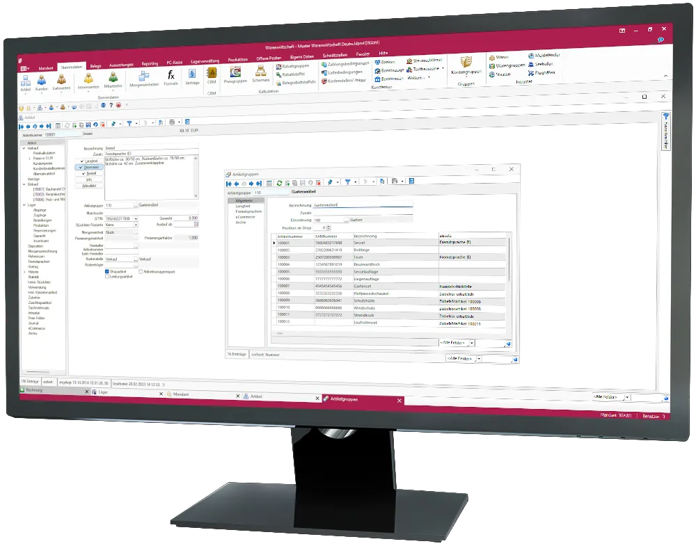 Monitor mit geöffneter SelectLine Warenwirtschaft
